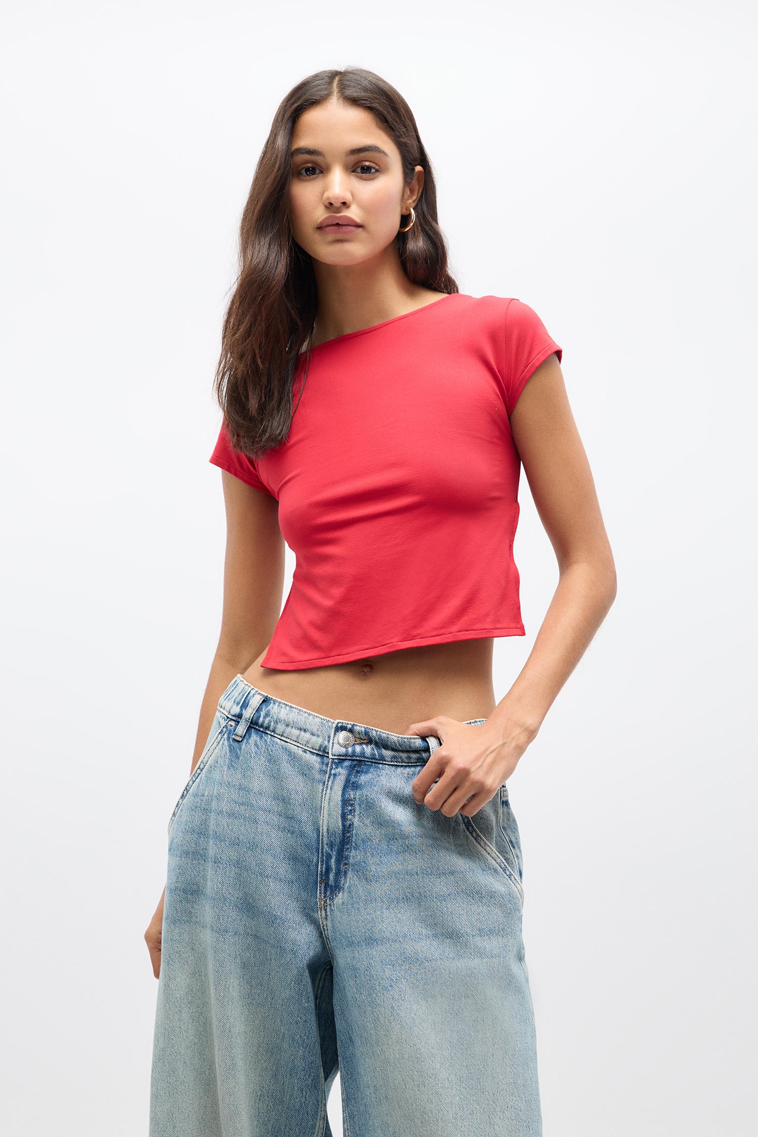 OPEN BACK POLYAMIDE T-SHIRT